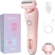 Proustore Razor, 2 in 1 Electric Lady Shaver, Waterproof Bikini Trimmers for Women, Wet & Dry Use (Pink)