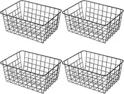 11" Upright Freezer Storage Baskets, Black Wire Storage Bins Small Bakset for Freezer, Pantry, Bathroom Organizing, Set of 4