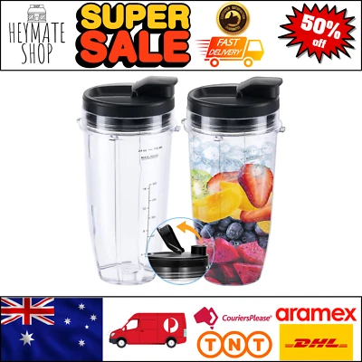 2-Pack 24oz Nutri Ninja Cups with Lids for BL450–BL642, SS351, Auto IQ Blade