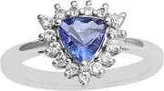 [MOONEYE] Trillion Cut Natural Tanzanite Halo Ring 925 Sterling Silver Women Engagement Ring