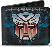 [Buckle-Down] Hasbro Wallet, Bifold, Transformers Autobot Gradient Shield and Circuitry Black Blue, Vegan Leather, Black, 4.0" x 3.5", Casual