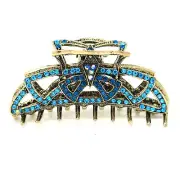 Top Quality Women Rhinestone X-Large Metal Claw Hair Clip Antique Silver