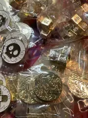 7 Sets of Pokemon TCG Charizard UPC Gold Metal Coins + Counters + Dice