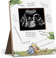 Hatzelou Baby Shower Sign Picture Frame, Winnie Sonogram Frame, Classic Pooh Signed Message Photo Frame, Gender Reveal Gift 4.3 * 5.3 IN Photos