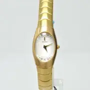 Ladies Seiko Gold Tone Model SUJ206 with White Dial 6 Diamonds Hardlex Crystal