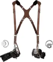 Coiro Slim Camera Harness for 2 Cameras – Dual Shoulder Leather Camera Strap