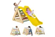 Costway Climb Playset 4in1 Climbing Frame Triangle Climber Slide Set w/Net Ladder Ramp Activity Center Multi-color