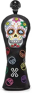 Montela Golf Club Covers,Colorful Skeleton Putter Cover Driver Covers Fairway Wood Headcover Hybrid Cover Leather Blade Putter Headcover Mallet for Brand