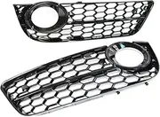 Pair Gloss Black Honeycomb Car Front Bumper Fog Light Lamp Grille Grill Cover Compatible For Audi A5 Coupe/Sportback 08-11 Cabriolet 10-11