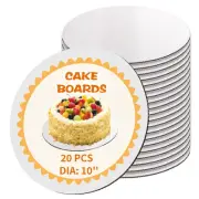 20 Pcs White Cake Boards 10 Inch Round Food-Grade Cardboard Cake Rounds