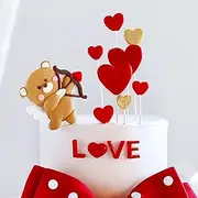 JeVenis Teddy Bear Cake Topper Bear Valentine's Day Cake Decortaion Cupid Cake Topper Wedding Cake Decoration wedding anniversary cake decoration