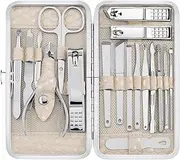 Yougai Nail Clippers set for Men and Womens Gift Manicure Set 18 Pieces Stainless Steel Manicure Kit,Nail Care Tools with Luxurious Travel Case