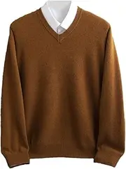 [Hamthuit] Men's V-Neck Jumper Warm Sweater Business Casual Slim Fit V-Neck Pullover Men's Basic Knit Pullover