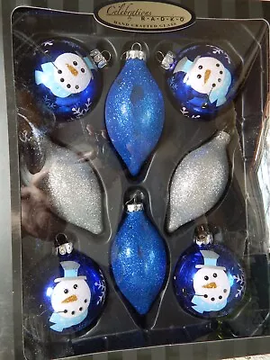 2012 Christopher Radko Christmas Ornaments Blue Snowmen MIB New Old Stock
