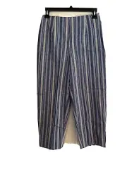 Talbots womens 4Petite pants blue white striped Flat Front Side Zip