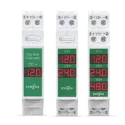 Tongou 1/2/3 Ways DIN Rail Mount Voltage Meter 11V-310V DC Mini Modular Voltmeter High Accuracy LED Digital Display Mult