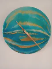 Unique Resin Epoxy blue and gold hand made Australian wall clock