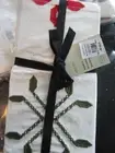 8 West Elm Lou Geo embroidered Napkin Sets cotton linen Christmas New w tags