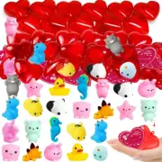 28 Packs Valentine Mochi Squishies Toys Filled Hearts with Valentine Cards for K