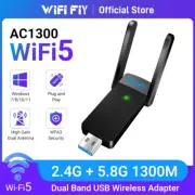 1300Mbps Dual Band WiFi USB Adapter, 2.4G+5GHz High-Speed Network Dongle Windows