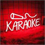 Hanging Art Neon Signs Red Karaoke Letters Neon Sign Light, for Club Karaoke Stor Wall Art Decor Sign Lamp Light, Light Up Your Space, USB Powered 17.8cm×40.6cm