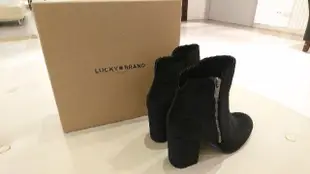 Lucky&Brand 絨布緹花黑色粗跟高跟鞋