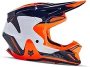 Fox Racing V3 Motocross Helmet, Revise Navy/Orange, Small