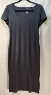 Nine West Dress Womens Medium Cap Sleeve Scoop Neck Layered Sheath Little Black
