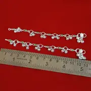 Handmade Silver Baby Anklet Payal Bells Charm Personalized Baby Jewelry 5 inch