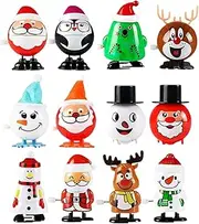 Clockwork Toys Set - Cartoon Christmas Wind up Toy - 12X Holiday Fidget Toy, Cute Sensory Toys for Kindergarten, Preschool, Home
