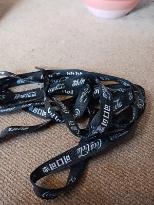 New COCA-COLA Logo SHOE LACES Sealed Black White with Coca Cola Bag COKE Store