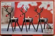 San Miguel Christmas Iron Baby Reindeer Tea Light Candle Holders Set Of 3 - NEW