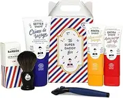 Shaving Set for Mr Barbie French, Natural and Vegan | Front Shaving Cream, After Shaving Brush & Razor with 5 Blades | Gift Set for Men and Sensitive Skin