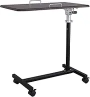 Osmac SCY-2168M4CDB Side Table with Casters, Folding, Height Adjustable, Lifting, Dark Brown & Black