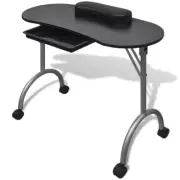 Folding Manicure Table With Wrist Cushion And Wheels Portable Salon Nail Station