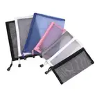 Coin Purse Mesh Pen Bag Transparent Grid Cosmetic Storage Zipper Pencil Case