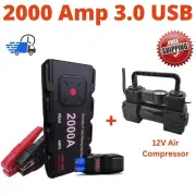 Jump Starter Power Bank Compressor 2000A Portable 12V Car Battery Booster