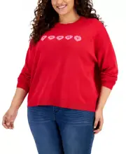 Tommy Hilfiger Women's Plus Size Long-Sleeve Heart Sweater