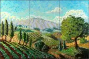 Vineyard Tile Backsplash Ceramic Mural Altman Mountain Art Landscape RWA008