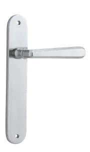 Iver Copenhagen Door Lever Handle on Oval Backplate Brushed Chrome