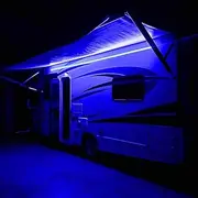 RV Led Awning Party Light, Led Awning Strip Light for Camper Motorhome Travel Trailer Concession Stands Food Trucks, Light Up Canopy Area for BBQ Play Cards, 5m(16.4ft), Dc 12v, Blue