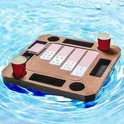 Floating Game or Card Table Tray for Pool or Beach Party Float Lounge Durable Foam Drink Holders with Waterproof Playing Cards