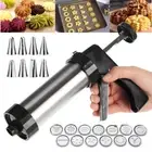 Stainless Steel Cookie Press Gun Kit Cake Icing Decorating Set Biscuit Maker DIY