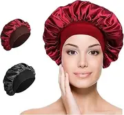 Silk Satin Hair Bonnet With Elastic Soft Band for Sleeping - Sleep Cap for Curly and Natural Hair