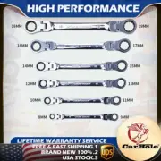 Double Box End Ratcheting Wrench Flex-Head Extra Long 6PCS Spanner Set Metric US