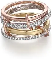 [RAIFIN] Stackable Rings Set for Women 18k Gold Plated, 4 Rings Set with CZ Cubic Zirconia Band, Silver Gold and Rose Gold Dainty Bands Non Tarnish Women Rings Set