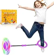 Amble Skip Ball for Kids Adults - Ankle Skip It Ball Jump Rope - Foldable Hoop Colorful Light Flashing Swing Ball - School Recesss Playground Equipment Indoor Outdoor Jumping Toys for 3+ Years