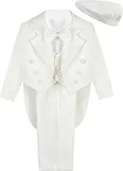 [A&J DESIGN] Baby Boys Christening Tuxedo Suits Toddler Formal Outfits with Hat 6 PCS