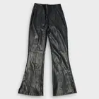 Abercrombie & Fitch Split-Hem Vegan Leather Flare Pant Size Small SHORT NEW