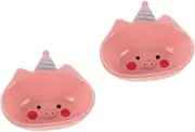 Zerodeko 2pcs Playful Pig Motif Ceramic Sauce Bowl Mini Cartoon Condiment Bowl for Sauces Dressings Appetizers